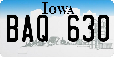 IA license plate BAQ630