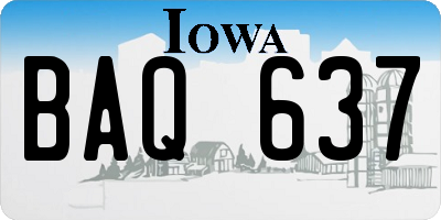 IA license plate BAQ637