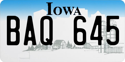 IA license plate BAQ645