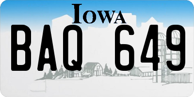 IA license plate BAQ649