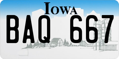 IA license plate BAQ667