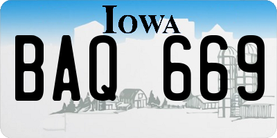 IA license plate BAQ669