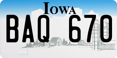 IA license plate BAQ670