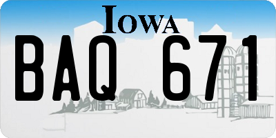 IA license plate BAQ671