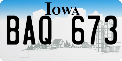 IA license plate BAQ673