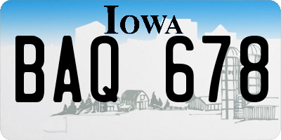 IA license plate BAQ678