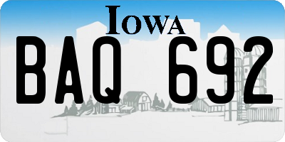 IA license plate BAQ692