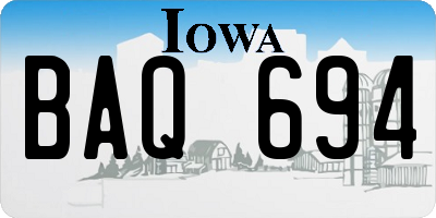 IA license plate BAQ694
