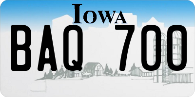 IA license plate BAQ700