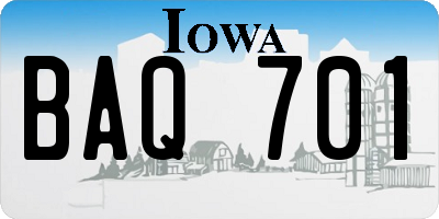IA license plate BAQ701