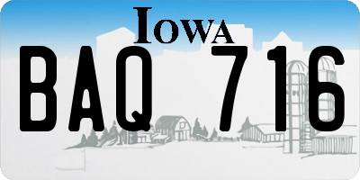 IA license plate BAQ716