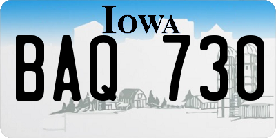 IA license plate BAQ730