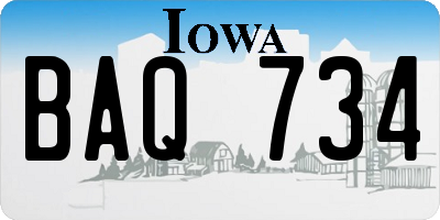 IA license plate BAQ734