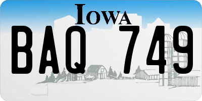 IA license plate BAQ749