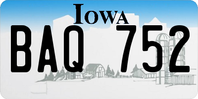 IA license plate BAQ752