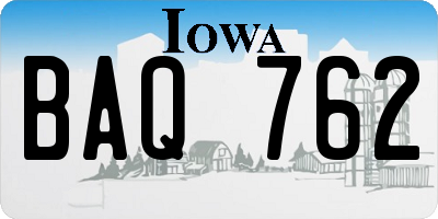 IA license plate BAQ762