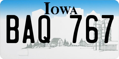IA license plate BAQ767