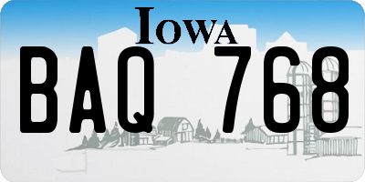 IA license plate BAQ768