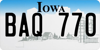 IA license plate BAQ770