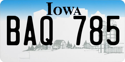 IA license plate BAQ785