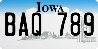 IA license plate BAQ789