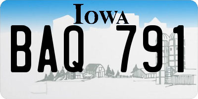 IA license plate BAQ791