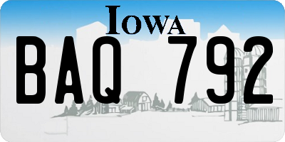 IA license plate BAQ792