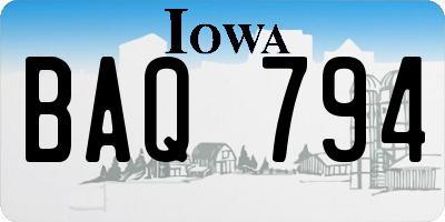 IA license plate BAQ794