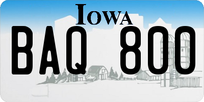 IA license plate BAQ800