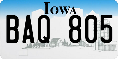 IA license plate BAQ805