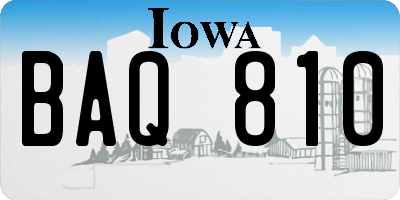 IA license plate BAQ810