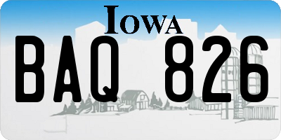 IA license plate BAQ826