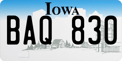 IA license plate BAQ830