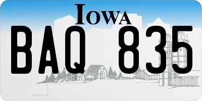 IA license plate BAQ835