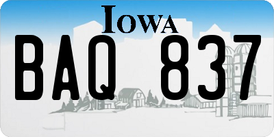 IA license plate BAQ837