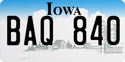 IA license plate BAQ840