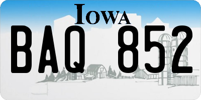 IA license plate BAQ852
