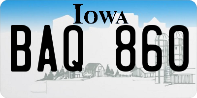 IA license plate BAQ860