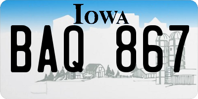 IA license plate BAQ867