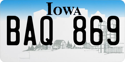 IA license plate BAQ869