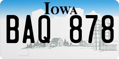 IA license plate BAQ878