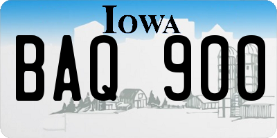 IA license plate BAQ900