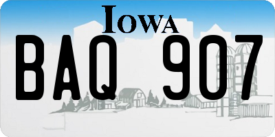 IA license plate BAQ907