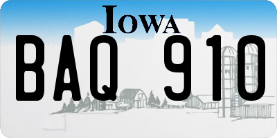 IA license plate BAQ910