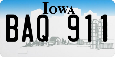 IA license plate BAQ911