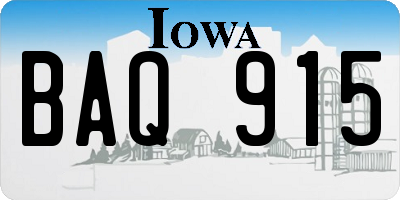 IA license plate BAQ915