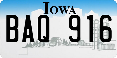 IA license plate BAQ916