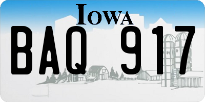 IA license plate BAQ917