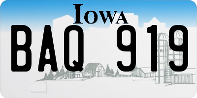 IA license plate BAQ919
