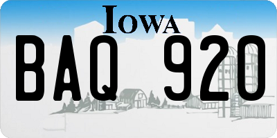 IA license plate BAQ920